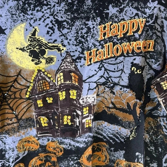 Vintage Halloween Women’s Embellished Knit Top Size Large Retro Y2K Whimsical - Picture 4 of 7